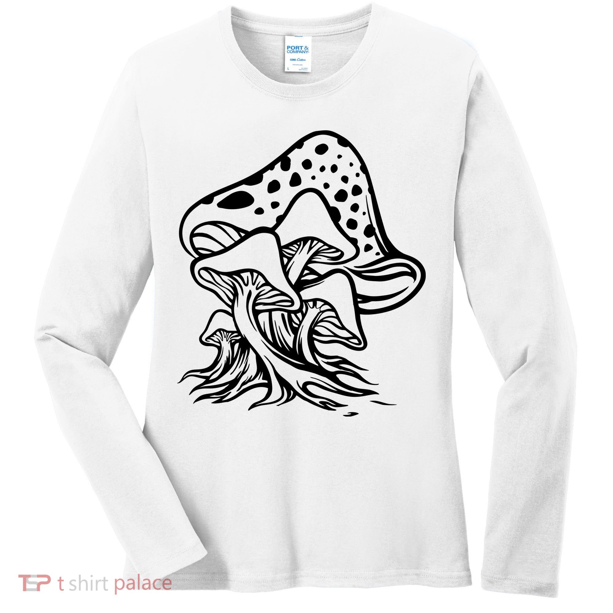 Fungus Mushrooms Silhouette Women's Long Sleeve Shirt