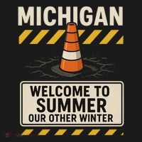 Funny Michigan Summer Our Other Winter Construction Season Mousepad thumb 1