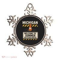 Funny Michigan Summer Our Other Winter Construction Season Ornament thumb 0