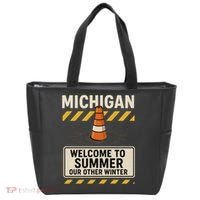 Funny Michigan Summer Our Other Winter Construction Season Tote Bag thumb 0