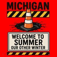 Funny Michigan Summer Our Other Winter Construction Season Santa Hat thumb 1