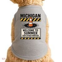 Funny Michigan Summer Our Other Winter Construction Season Doggie Tank thumb 0