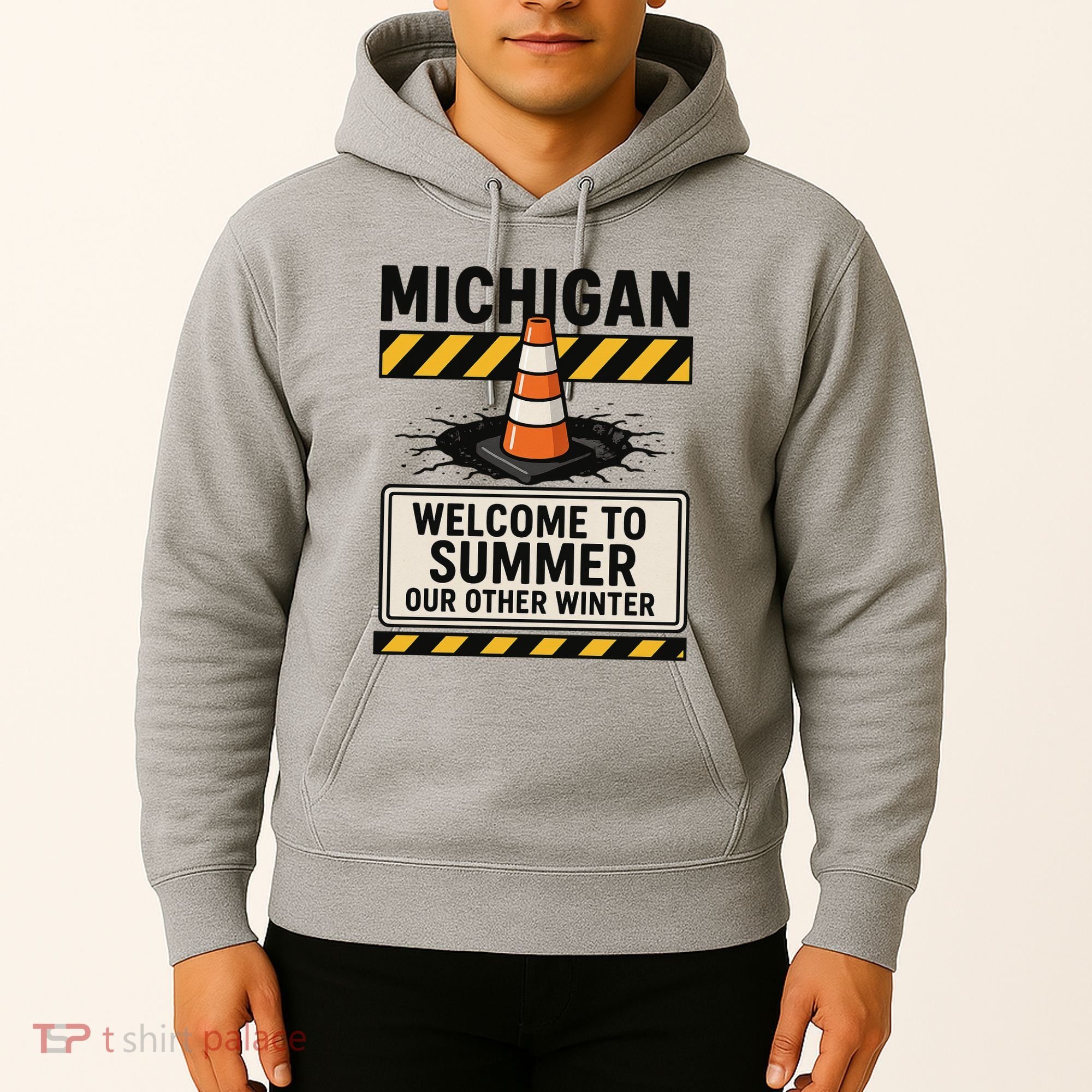 Funny Michigan Summer Our Other Winter Construction Season Hoodie