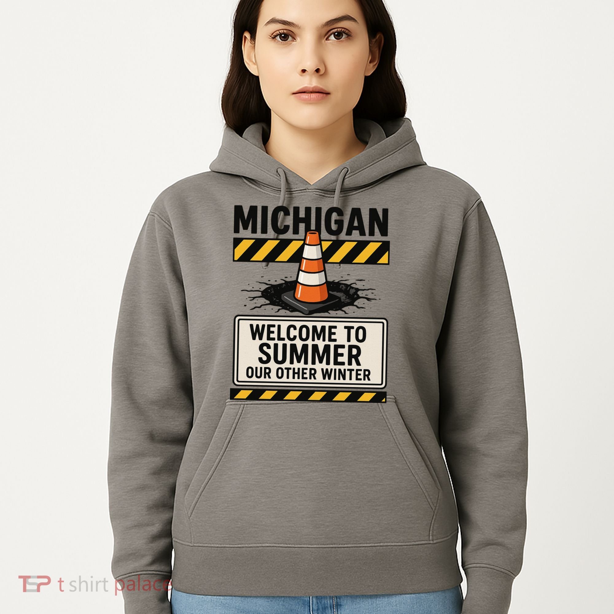Funny Michigan Summer Our Other Winter Construction Season Hoodie
