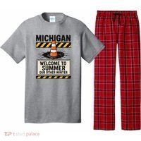 Funny Michigan Summer Our Other Winter Construction Season Pajama Set thumb 0