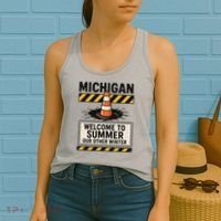 Funny Michigan Summer Our Other Winter Construction Season Women's Tank Top thumb 2