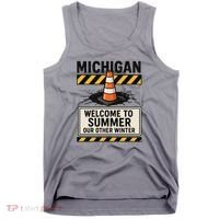 Funny Michigan Summer Our Other Winter Construction Season Tank Top thumb 0