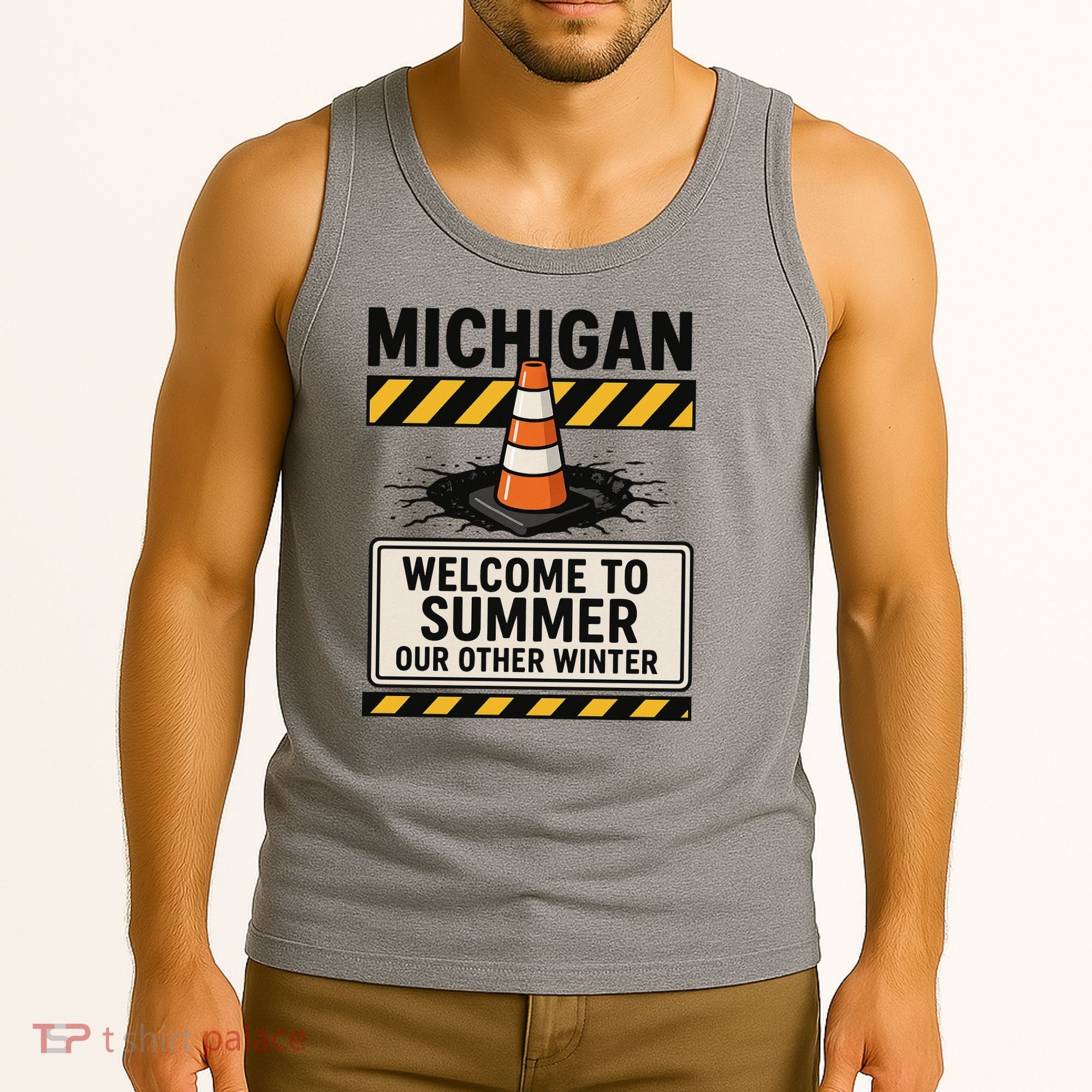 Funny Michigan Summer Our Other Winter Construction Season Tank Top