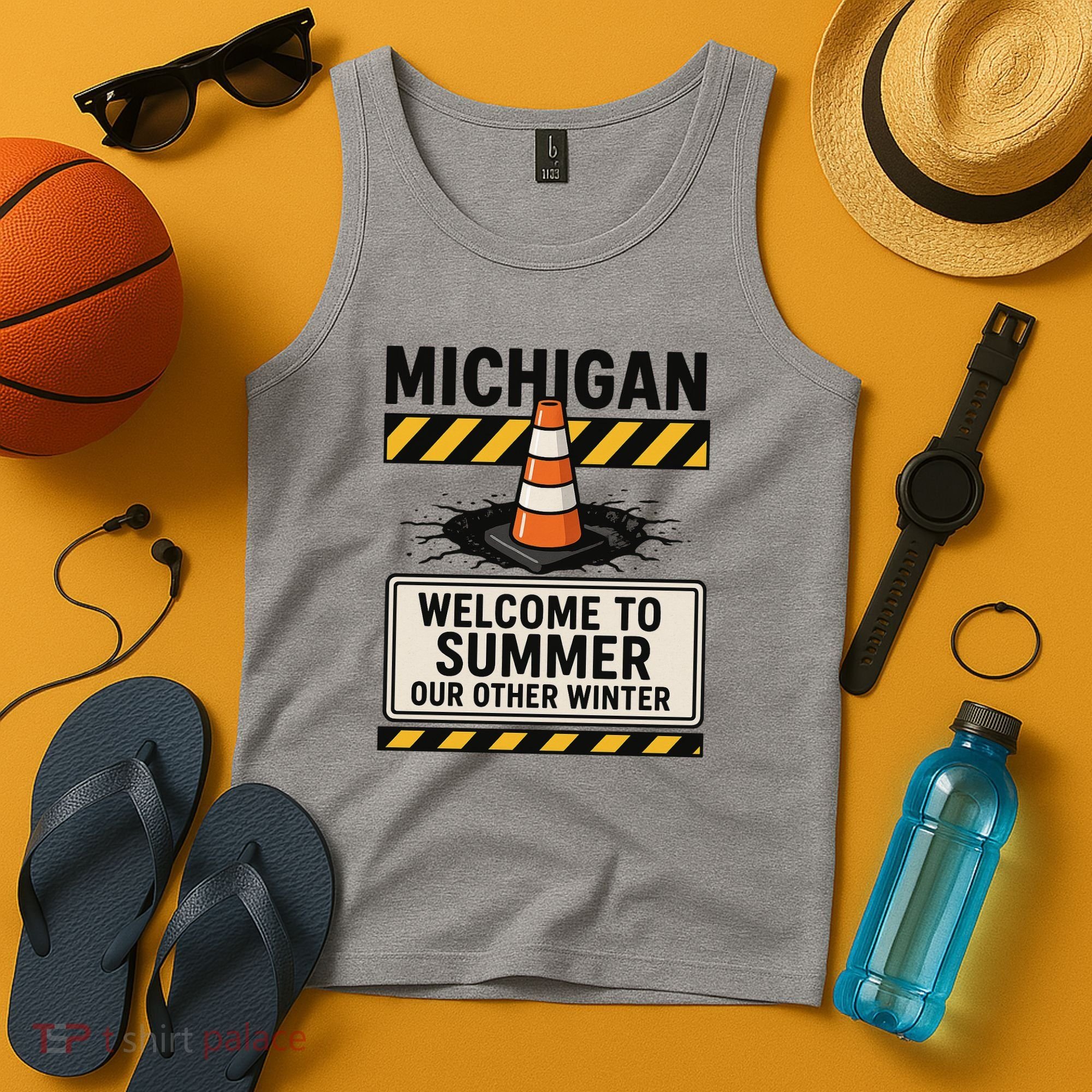 Funny Michigan Summer Our Other Winter Construction Season Tank Top