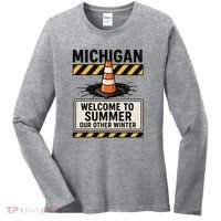 Funny Michigan Summer Our Other Winter Construction Season Women's Long Sleeve Shirt thumb 0