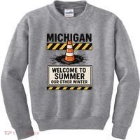 Funny Michigan Summer Our Other Winter Construction Season Kids Sweatshirt thumb 0