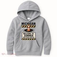 Funny Michigan Summer Our Other Winter Construction Season Kids Hoodie thumb 0