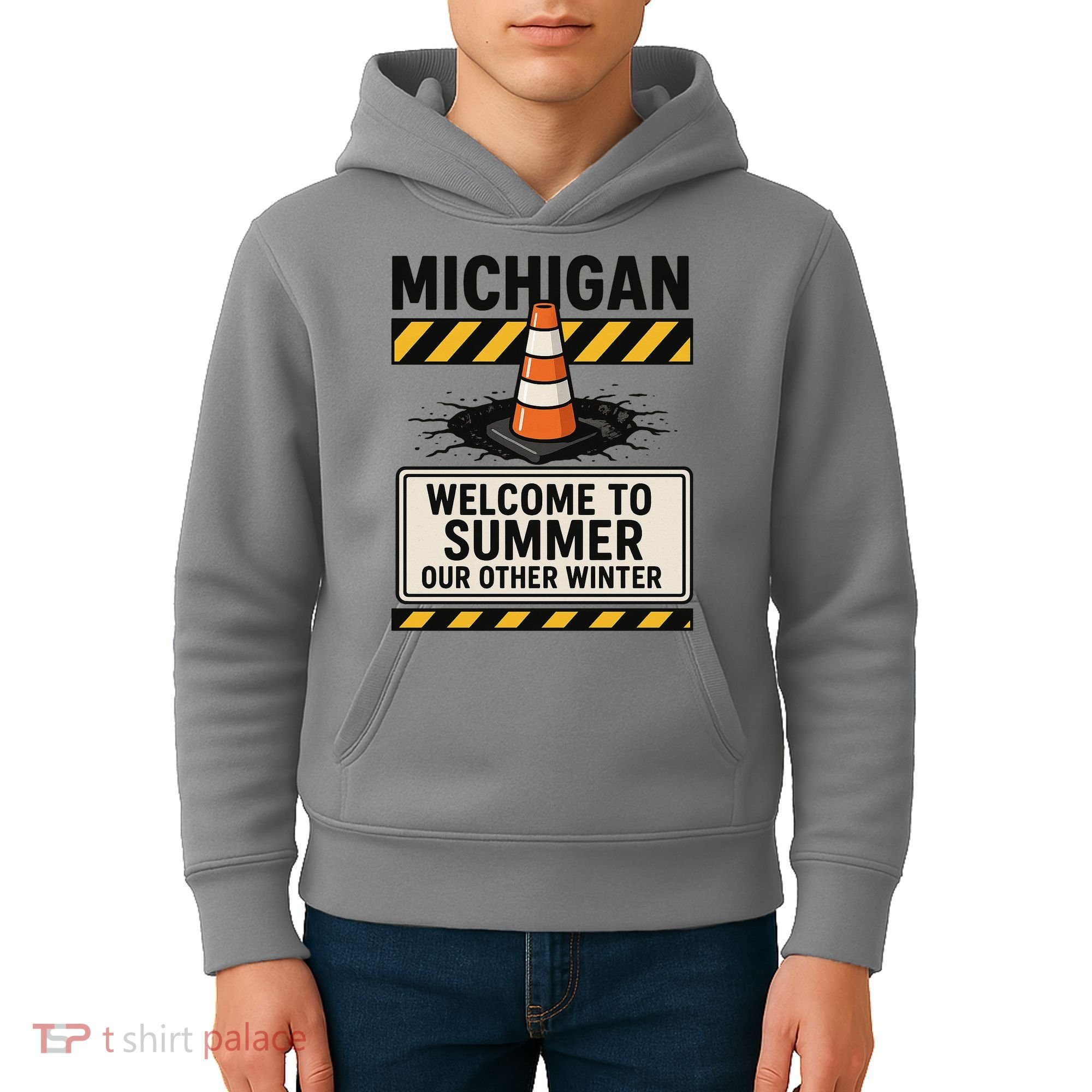 Funny Michigan Summer Our Other Winter Construction Season Kids Hoodie