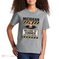 Funny Michigan Summer Our Other Winter Construction Season Kids T-Shirt thumb 2