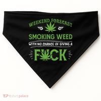 Funny Marijuana Smoking Weed Weekend Forecast Stoner Gift USA-Made Doggie Bandana thumb 0