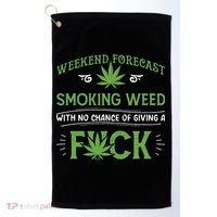 Funny Marijuana Smoking Weed Weekend Forecast Stoner Gift Golf Towel thumb 0