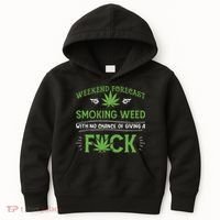 Funny Marijuana Smoking Weed Weekend Forecast Stoner Gift Kids Hoodie thumb 0