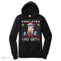 Funny Muscle Santa Lifting Christmas Ugly Christmas Sweater Gift Women's Hoodie thumb 0