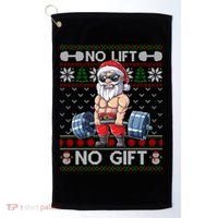 Funny Muscle Santa Lifting Christmas Ugly Christmas Sweater Gift Golf Towel thumb 0