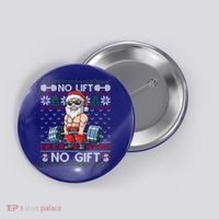 Funny Muscle Santa Lifting Christmas Ugly Christmas Sweater Gift Button thumb 0
