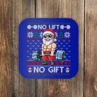 Funny Muscle Santa Lifting Christmas Ugly Christmas Sweater Gift Coaster thumb 0