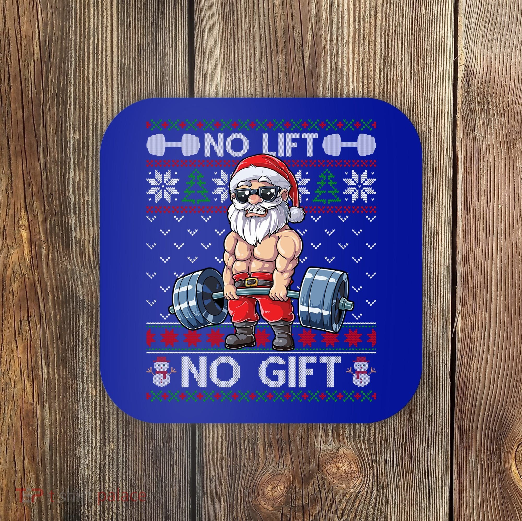 Funny Muscle Santa Lifting Christmas Ugly Christmas Sweater Gift Coaster