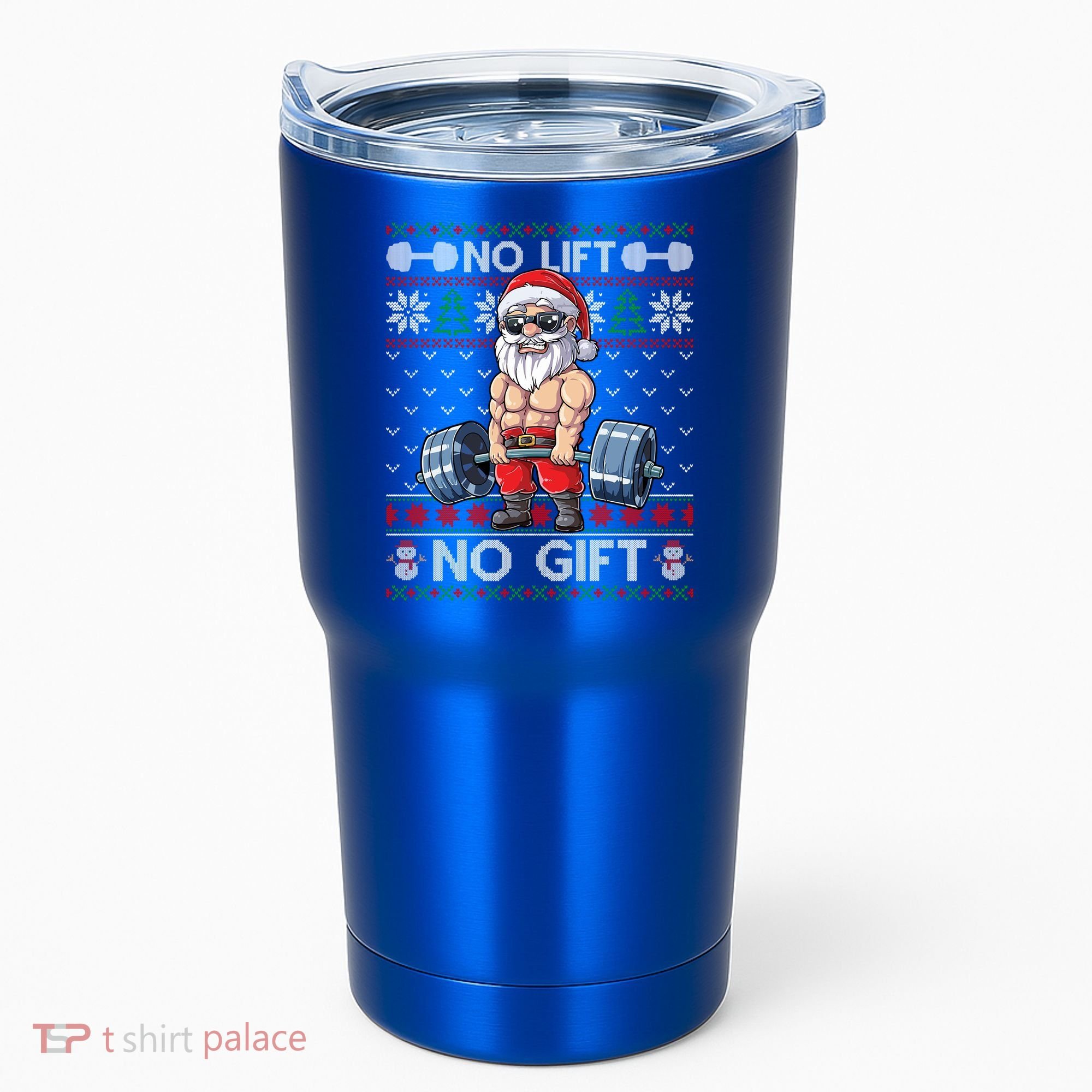 Funny Muscle Santa Lifting Christmas Ugly Christmas Sweater Gift Tumbler