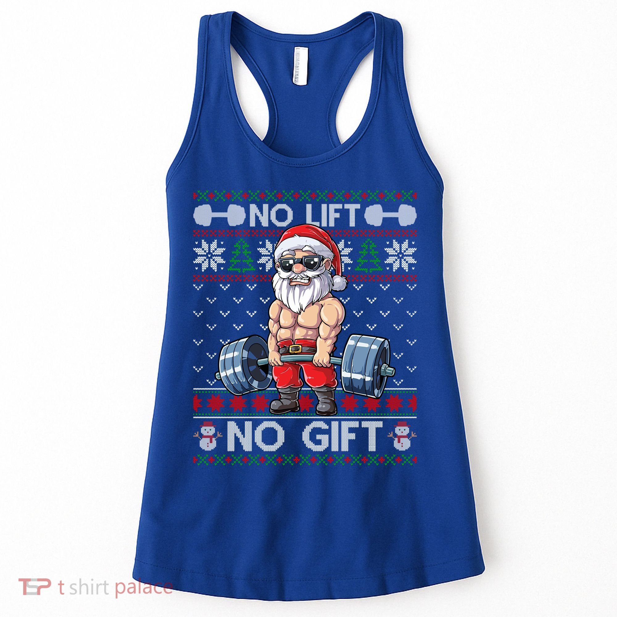 Funny Muscle Santa Lifting Christmas Ugly Christmas Sweater Gift Women's Tank Top
