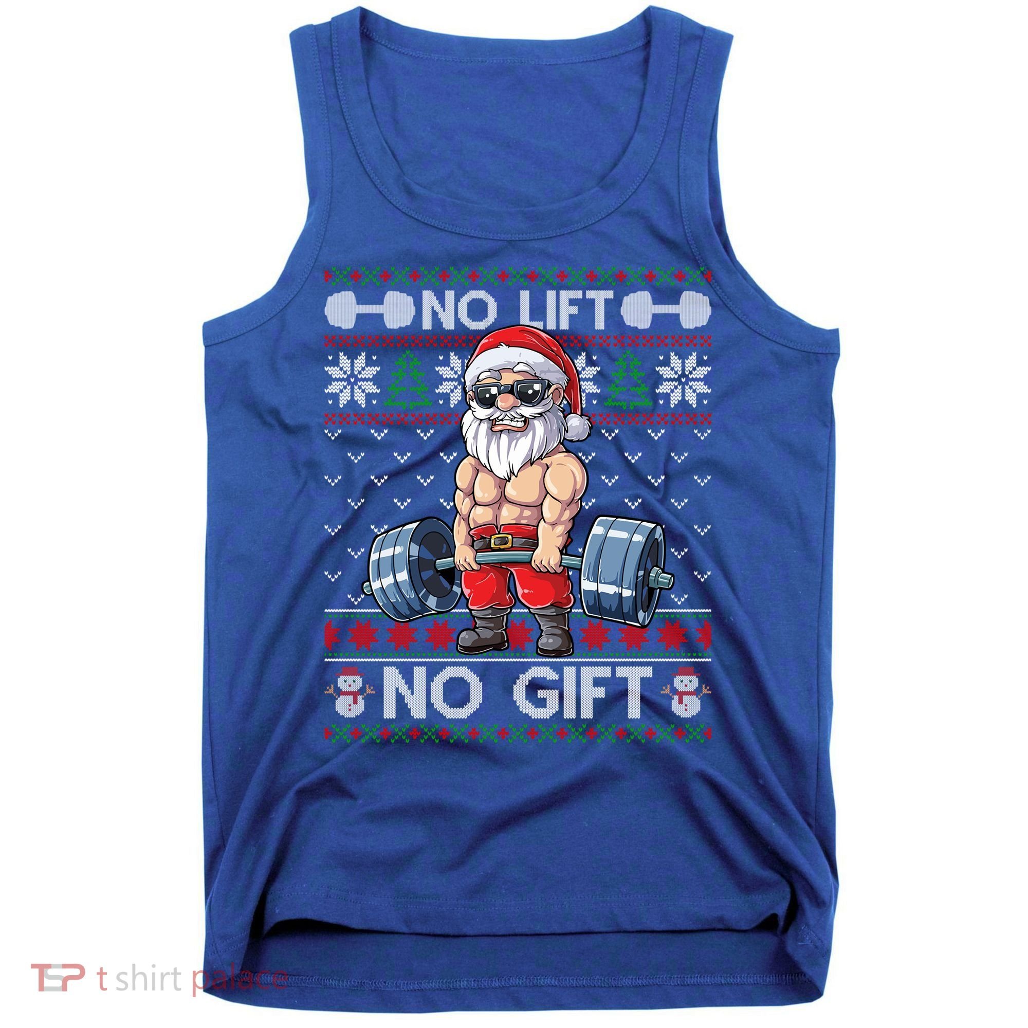 Funny Muscle Santa Lifting Christmas Ugly Christmas Sweater Gift Tank Top