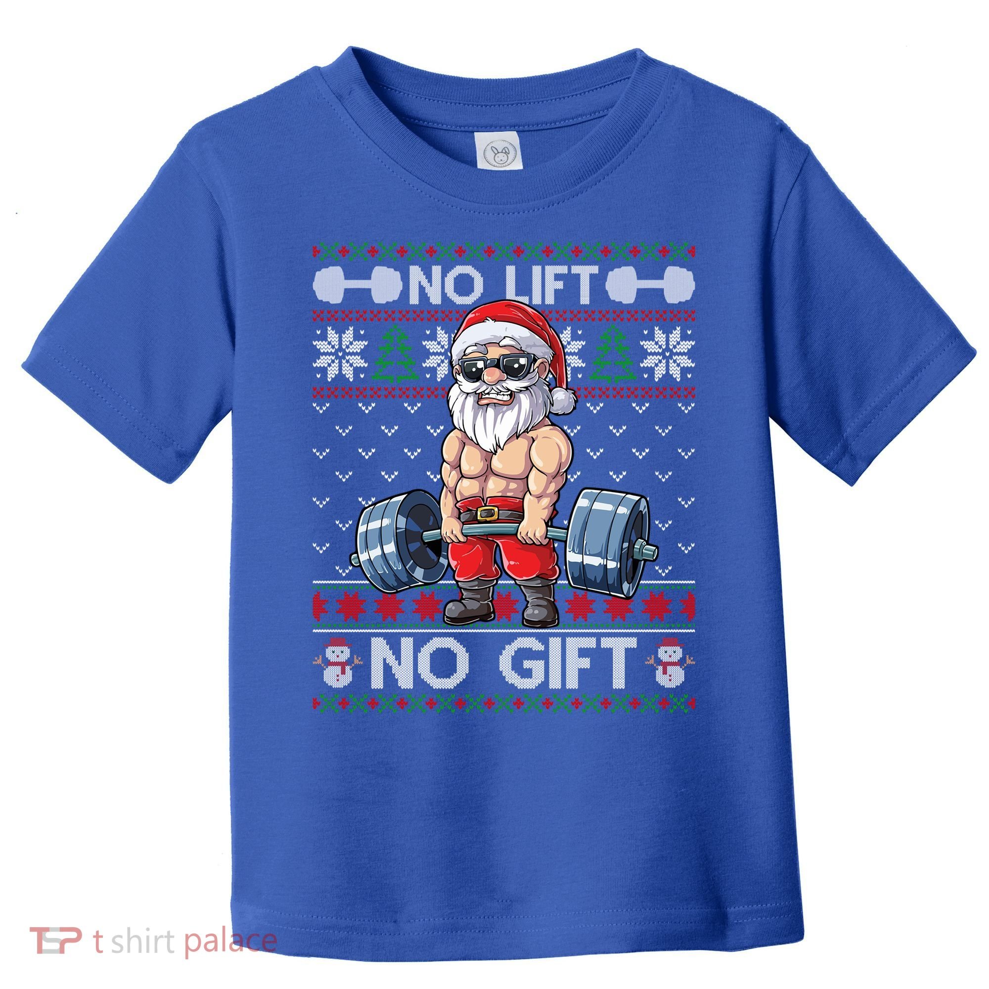 Funny Muscle Santa Lifting Christmas Ugly Christmas Sweater Gift Toddler T-Shirt