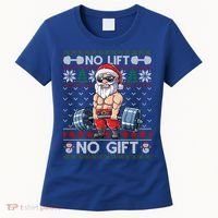 Funny Muscle Santa Lifting Christmas Ugly Christmas Sweater Gift Women's T-Shirt thumb 0