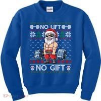 Funny Muscle Santa Lifting Christmas Ugly Christmas Sweater Gift Kids Sweatshirt thumb 0