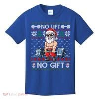 Funny Muscle Santa Lifting Christmas Ugly Christmas Sweater Gift Kids T-Shirt thumb 0