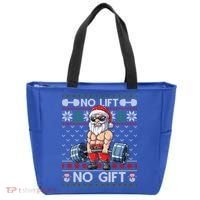 Funny Muscle Santa Lifting Christmas Ugly Christmas Sweater Gift Tote Bag thumb 0
