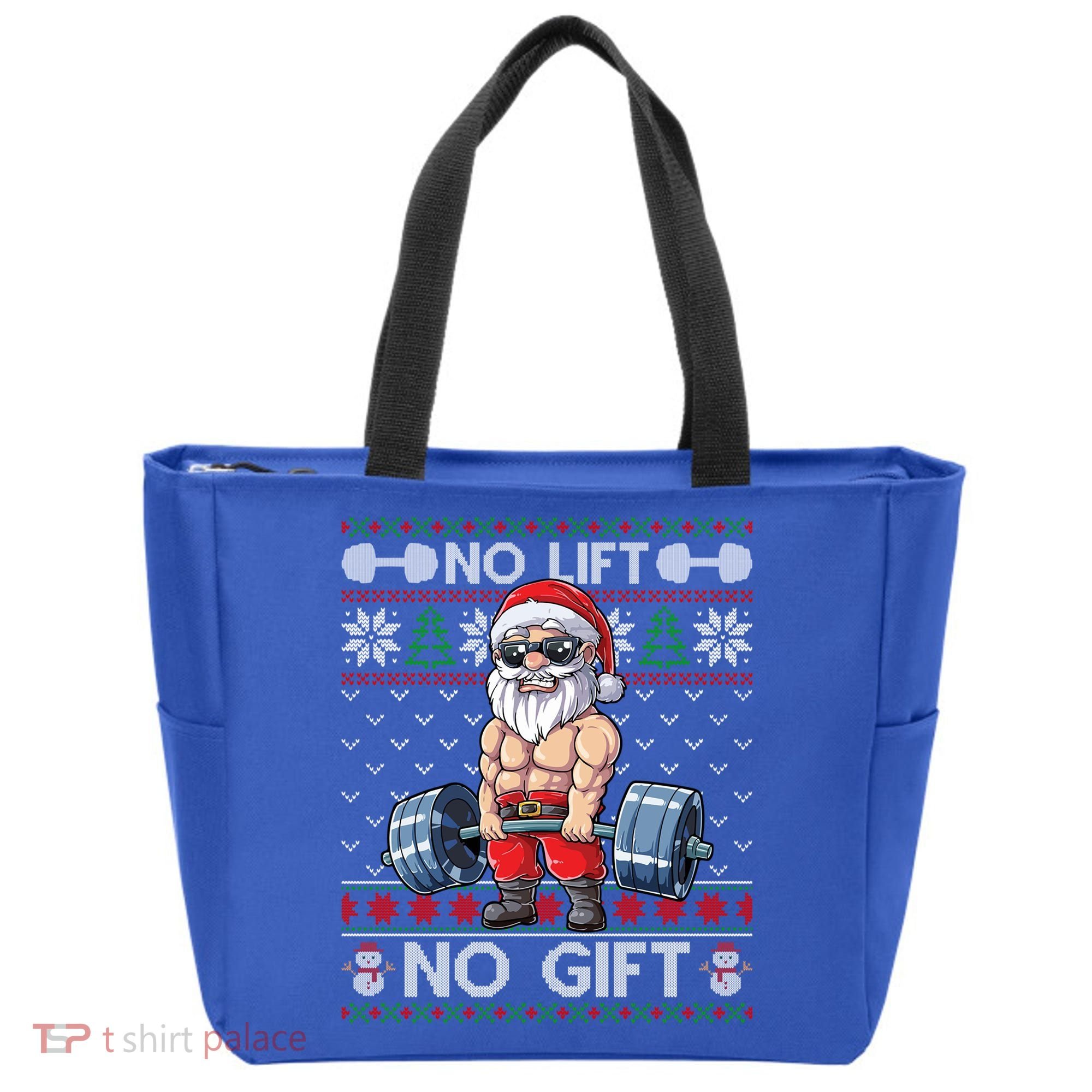 Funny Muscle Santa Lifting Christmas Ugly Christmas Sweater Gift Tote Bag