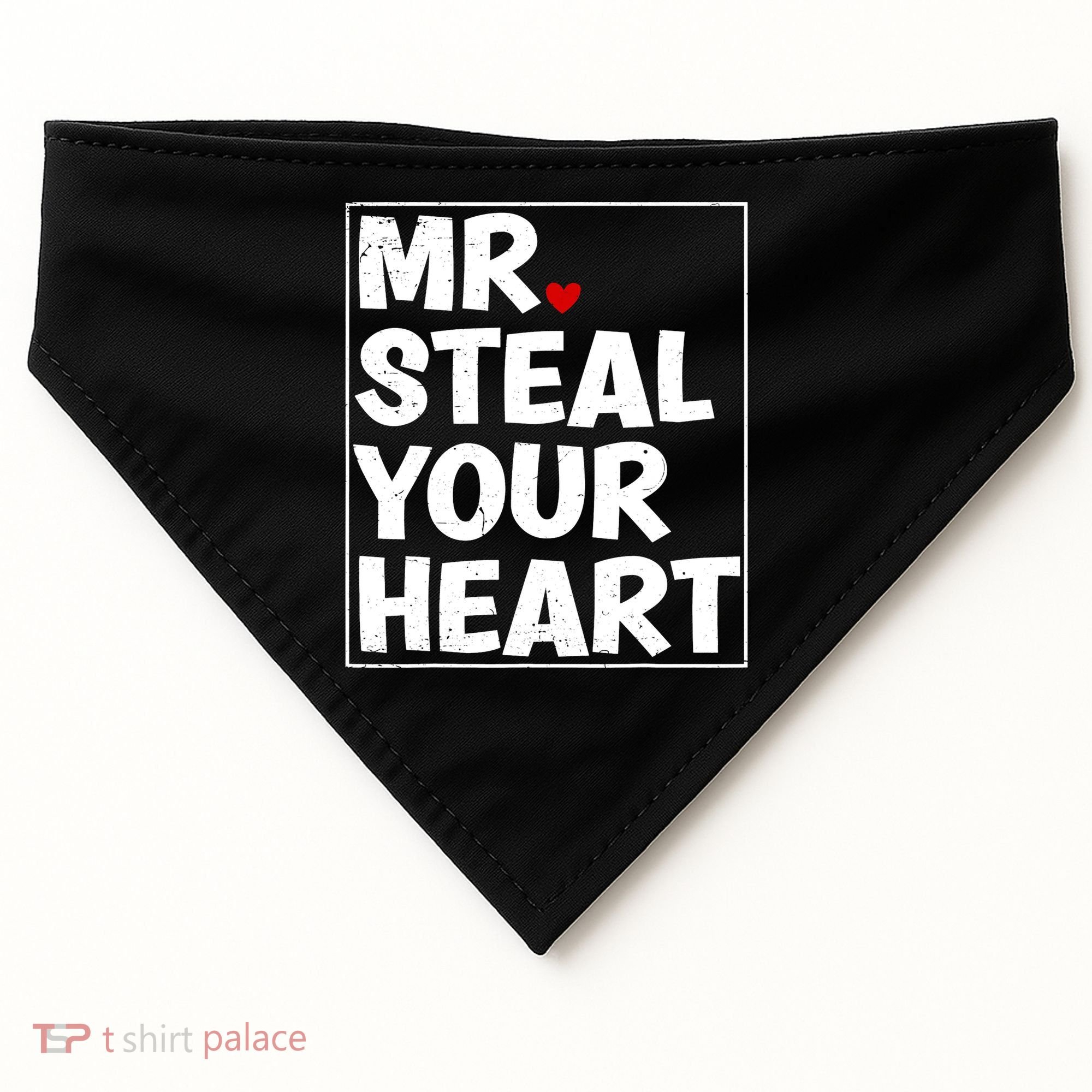 Funny Mr Steal Your Heart Valentines Day USA-Made Doggie Bandana