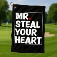 Funny Mr Steal Your Heart Valentines Day Golf Towel thumb 1