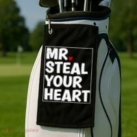 Funny Mr Steal Your Heart Valentines Day Golf Towel thumb 2
