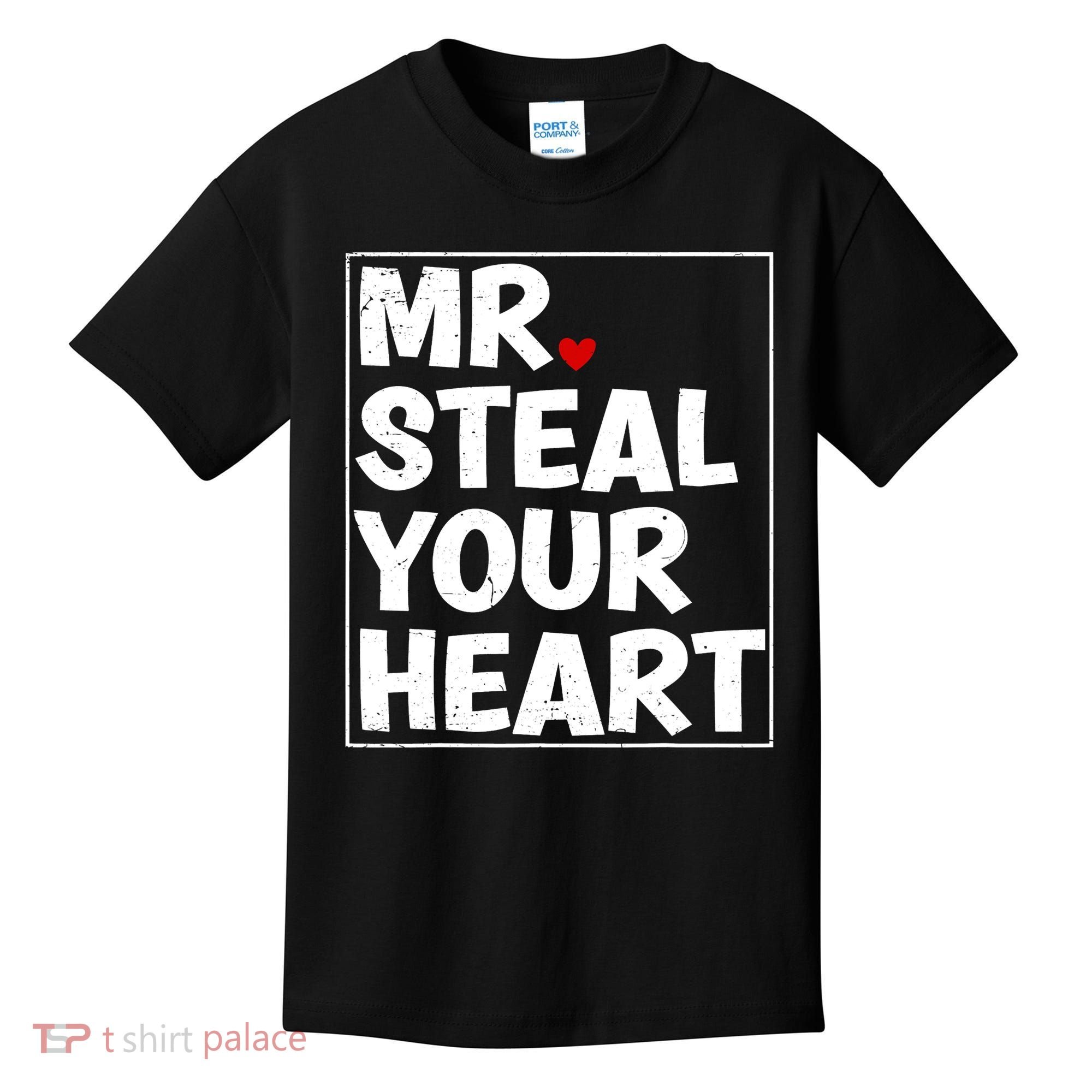 Funny Mr Steal Your Heart Valentines Day Kids T-Shirt