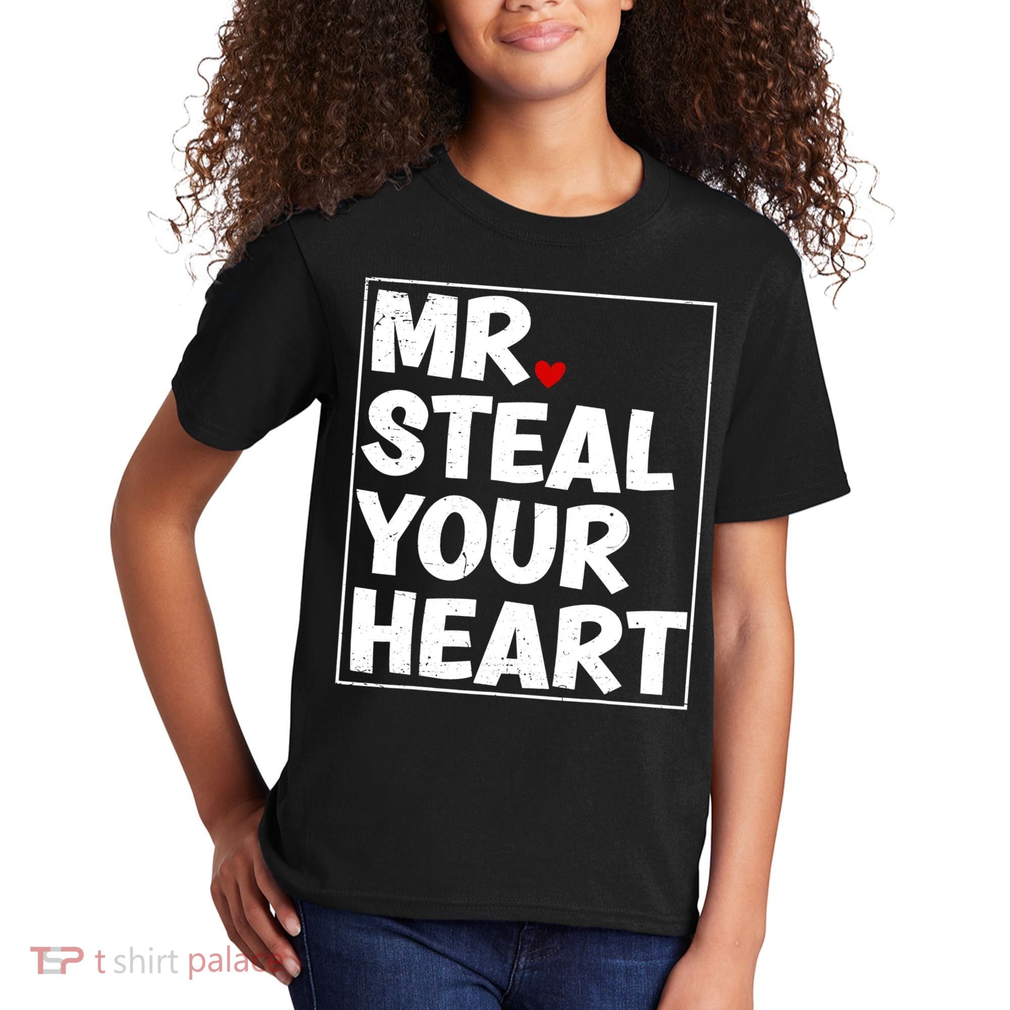 Funny Mr Steal Your Heart Valentines Day Kids T-Shirt