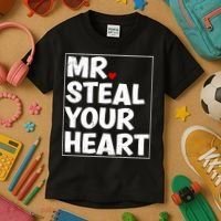 Funny Mr Steal Your Heart Valentines Day Kids T-Shirt thumb 3