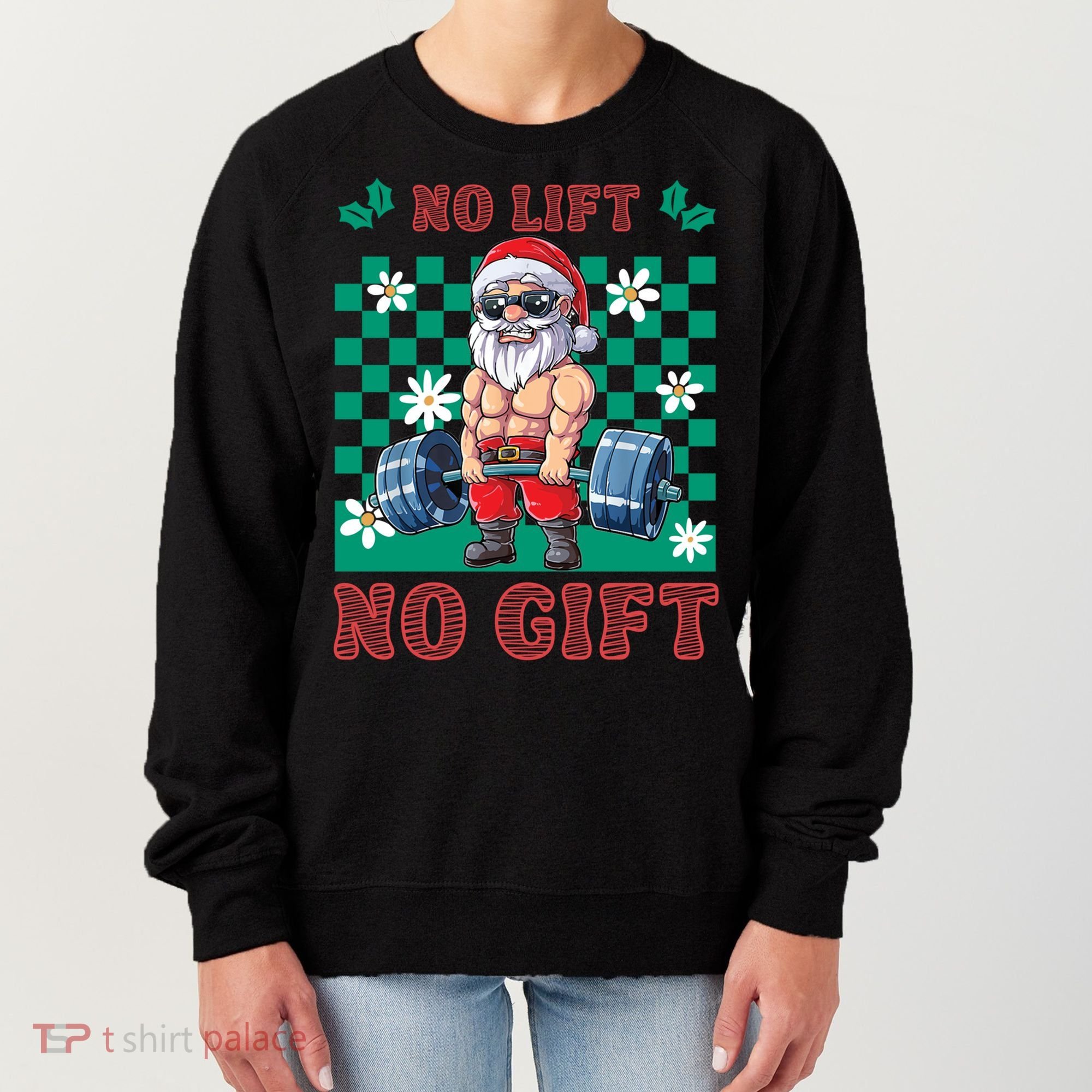 Funny Muscle Santa Lifting Christmas Ugly Christmas Gift Women's Sweatshirt