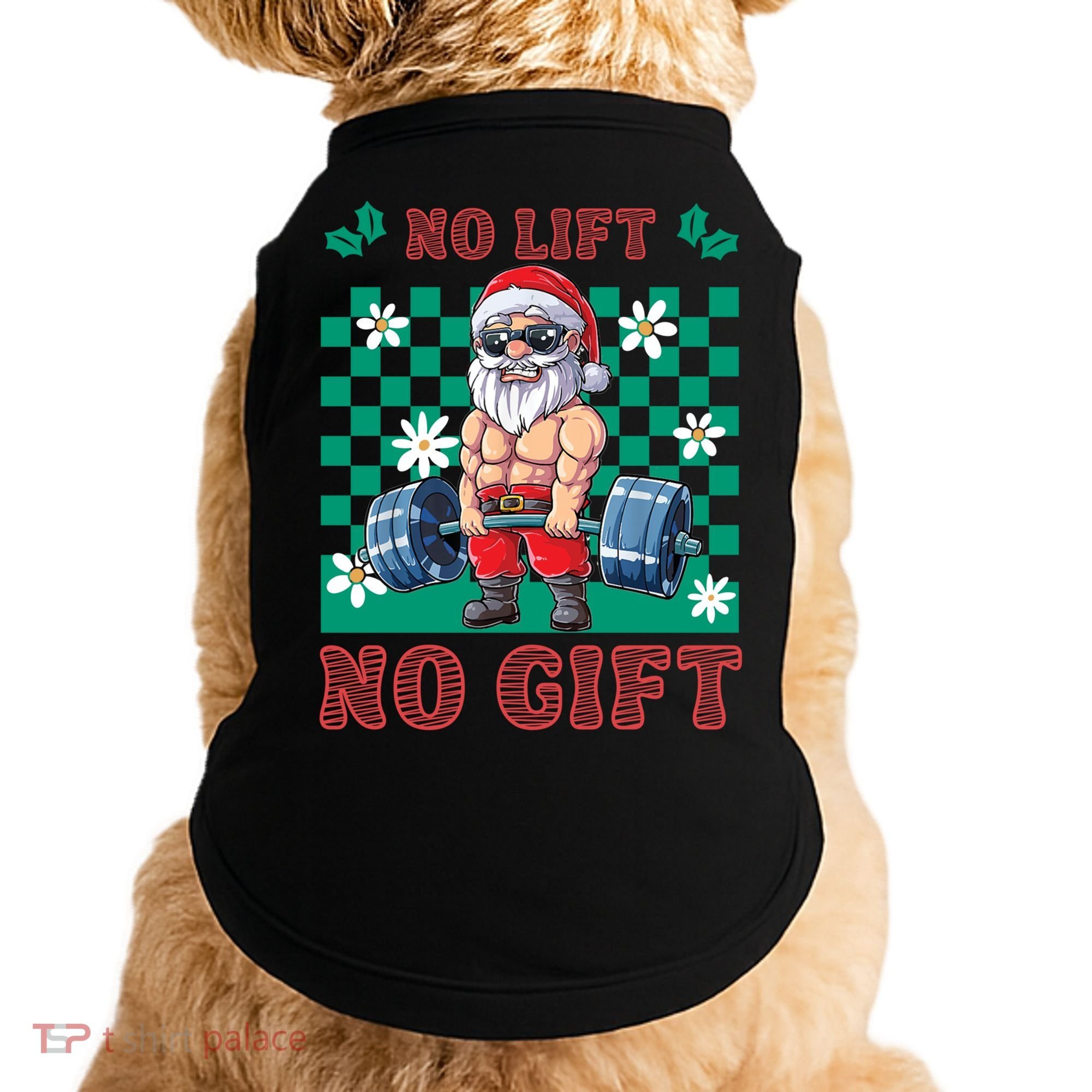 Funny Muscle Santa Lifting Christmas Ugly Christmas Gift Doggie Tank
