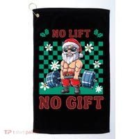 Funny Muscle Santa Lifting Christmas Ugly Christmas Gift Golf Towel thumb 0