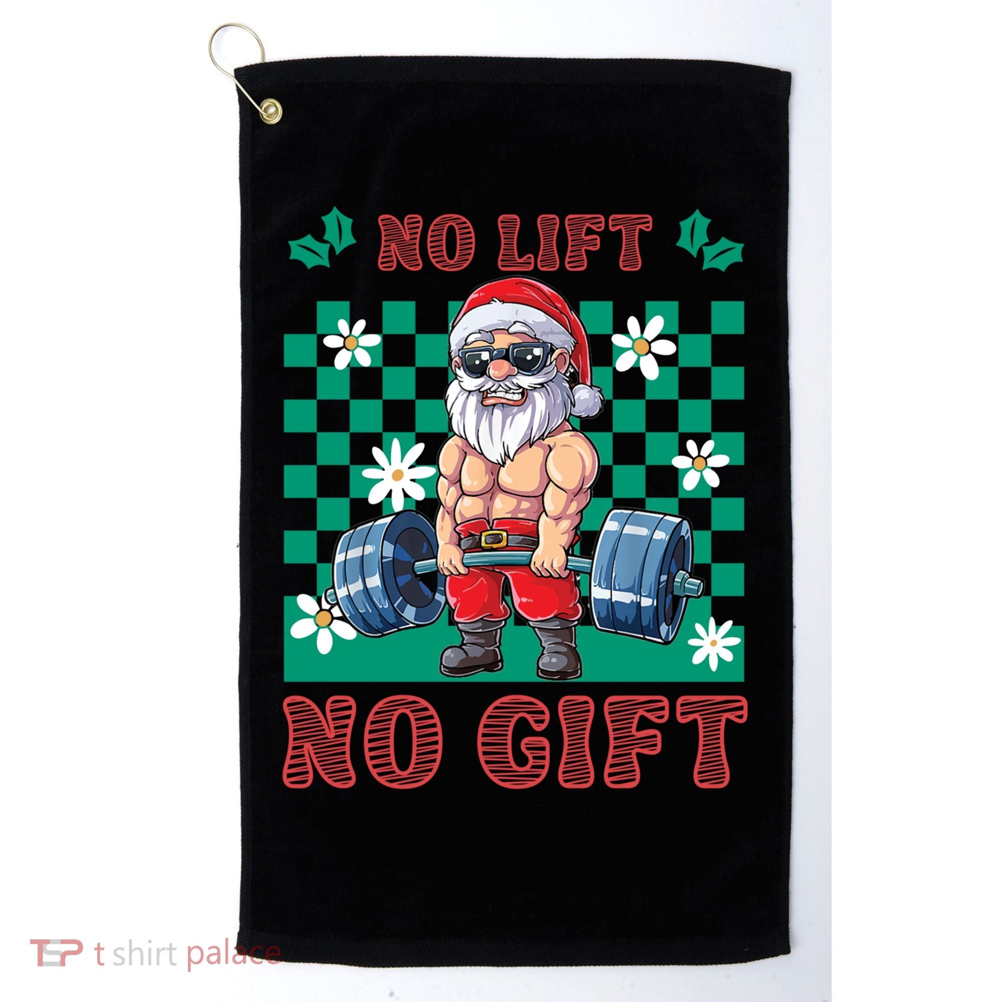 Funny Muscle Santa Lifting Christmas Ugly Christmas Gift Golf Towel