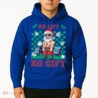 Funny Muscle Santa Lifting Christmas Ugly Christmas Gift Hoodie thumb 2