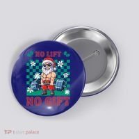 Funny Muscle Santa Lifting Christmas Ugly Christmas Gift Button thumb 0