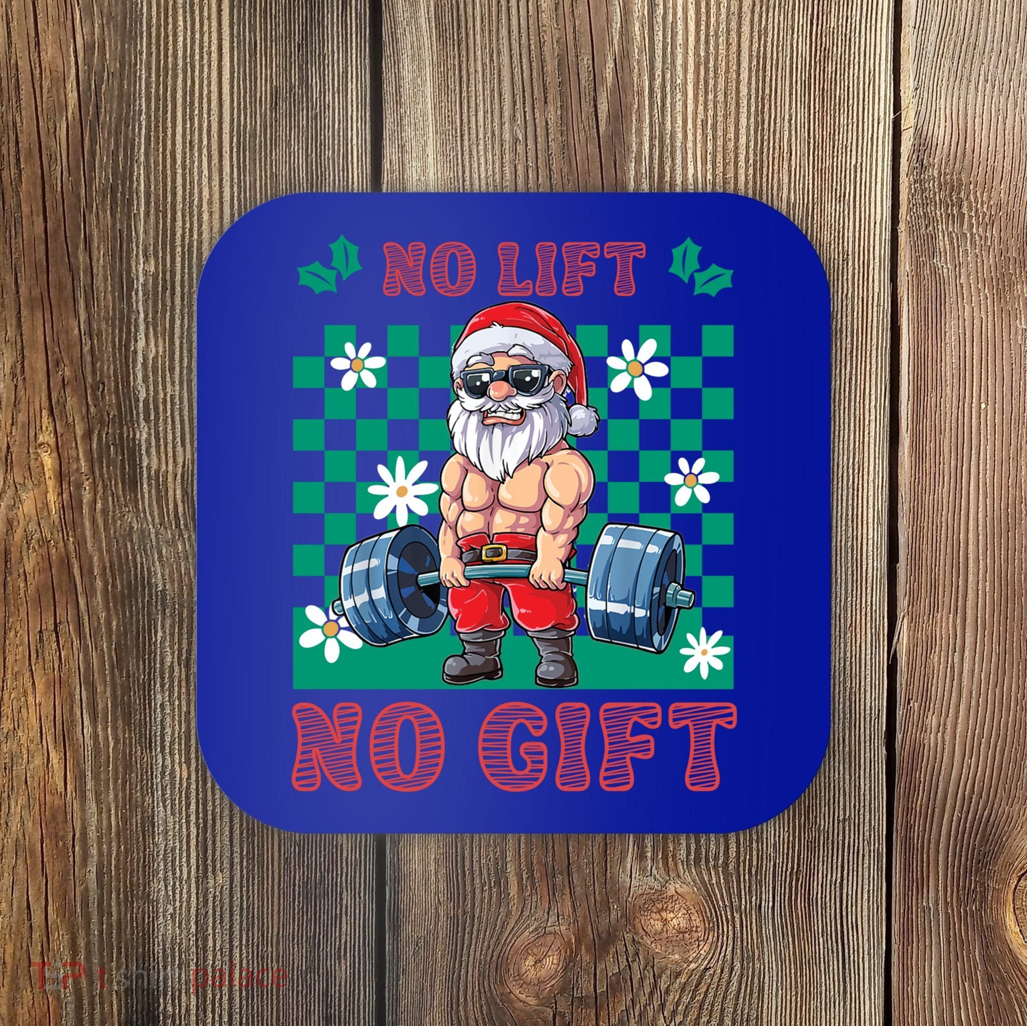 Funny Muscle Santa Lifting Christmas Ugly Christmas Gift Coaster