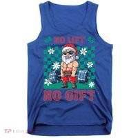 Funny Muscle Santa Lifting Christmas Ugly Christmas Gift Tank Top thumb 0