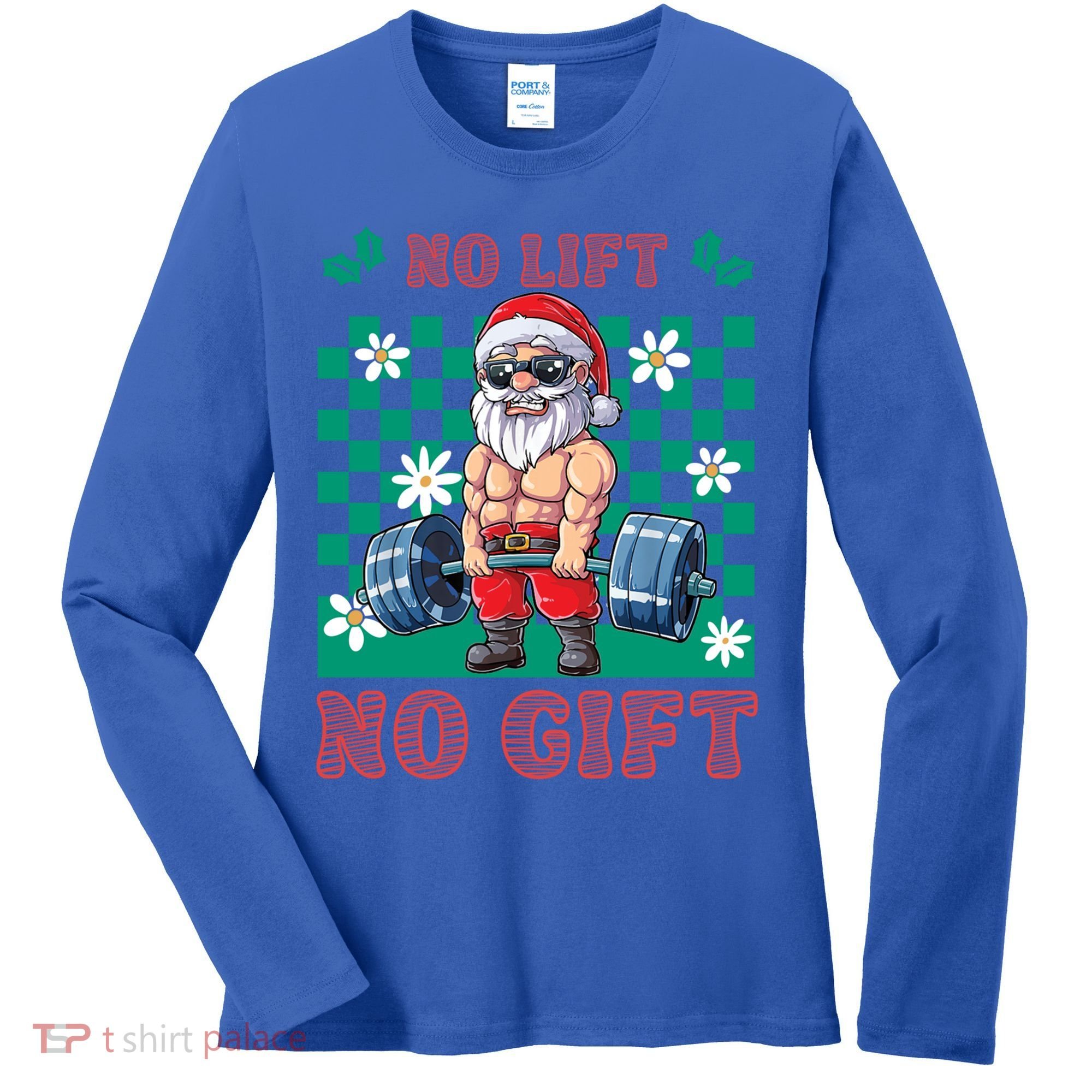 Funny Muscle Santa Lifting Christmas Ugly Christmas Gift Women's Long Sleeve Shirt